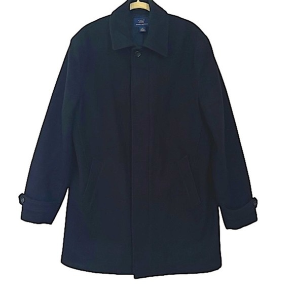 BROOKS BROTHERS BLACK WOOL COAT SIZE LARGE - Picture 1 of 12